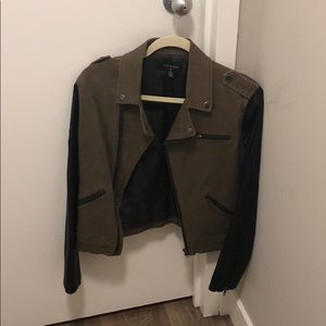 BYCORPUS green jean + leather jacket